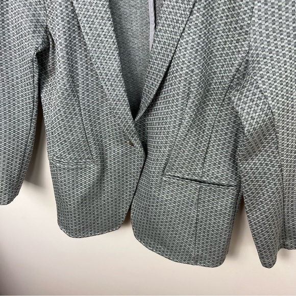 Betabrand Transcendent Blazer Jacket Grey Black White Print XL - Picture 2 of 10